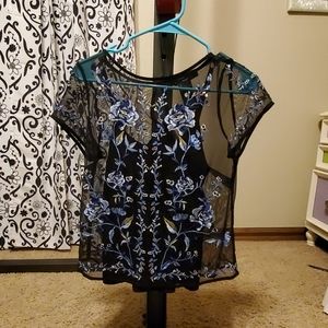 Sheer floral top, camisole underneath